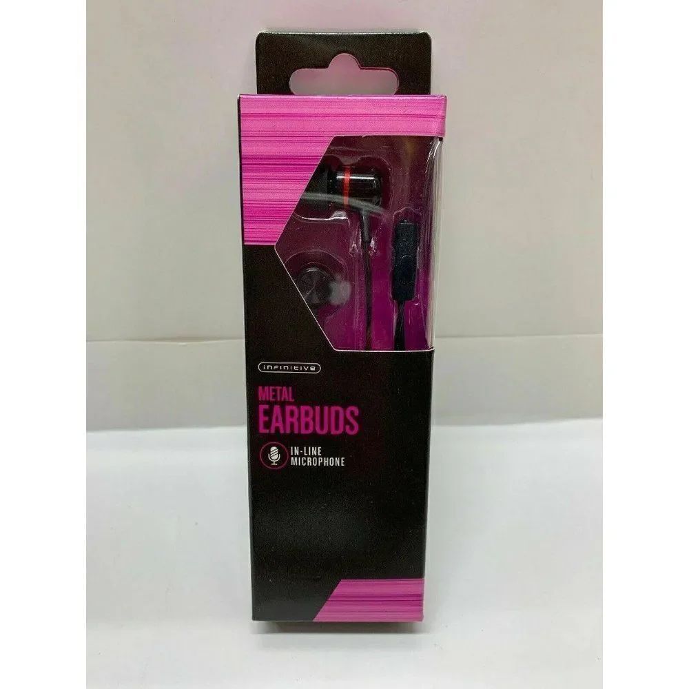 New Infinitive metal HEADPHONES With In-line Microphone Black New 3.5mm AUDIO